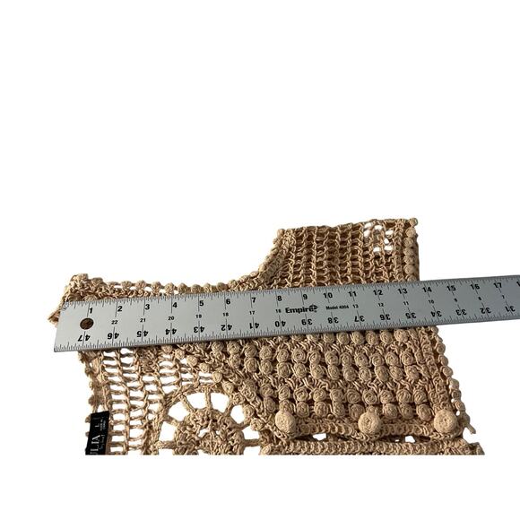 NWT Julia by LoveJ Womens Large Green Beige Crochet Vests Set Boho Sleeveless - Picture 10 of 13